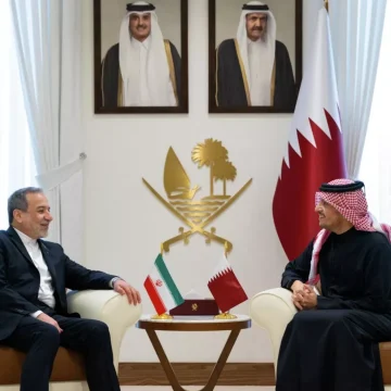 ir-ka Qatari Prime Minister Al Thani Meets Iranian Foreign Minister Araghchi in Doha